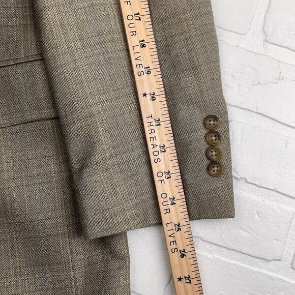 Jos A Bank Blazer Men 41R Green Plaid Gordon Signature Wool Silk Jacket Classic - Picture 10 of 14